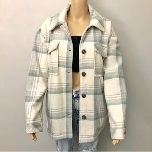 GARAG Vancity Oversized Plaid Shacket Winter Short Jacket Coat Parka, Medium